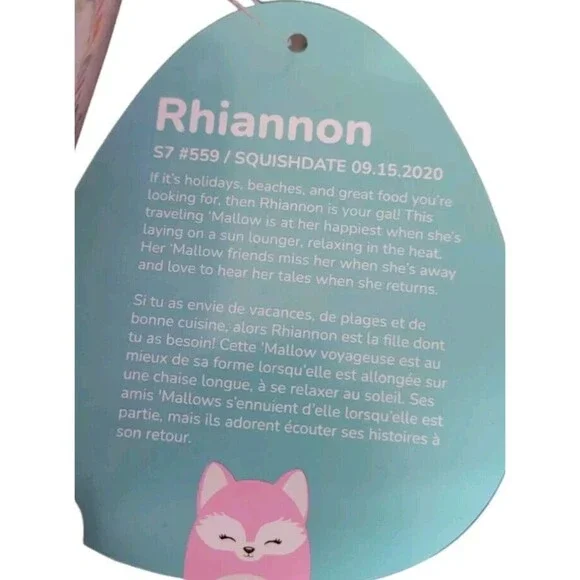 Squishmallows Rhiannon the Pink Fox 7" New! - Picture 4 of 4